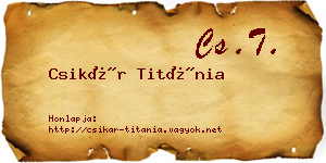 Csikár Titánia névjegykártya